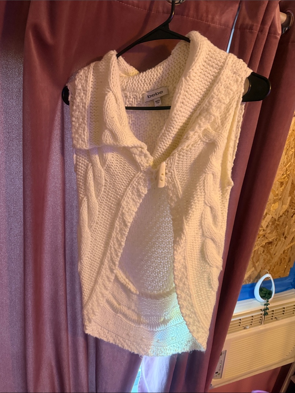 bebe Ivory Cable Knit Sleeveless Vest